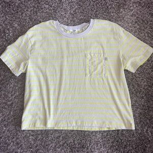 Vans Yellow and Cream Striped Tee